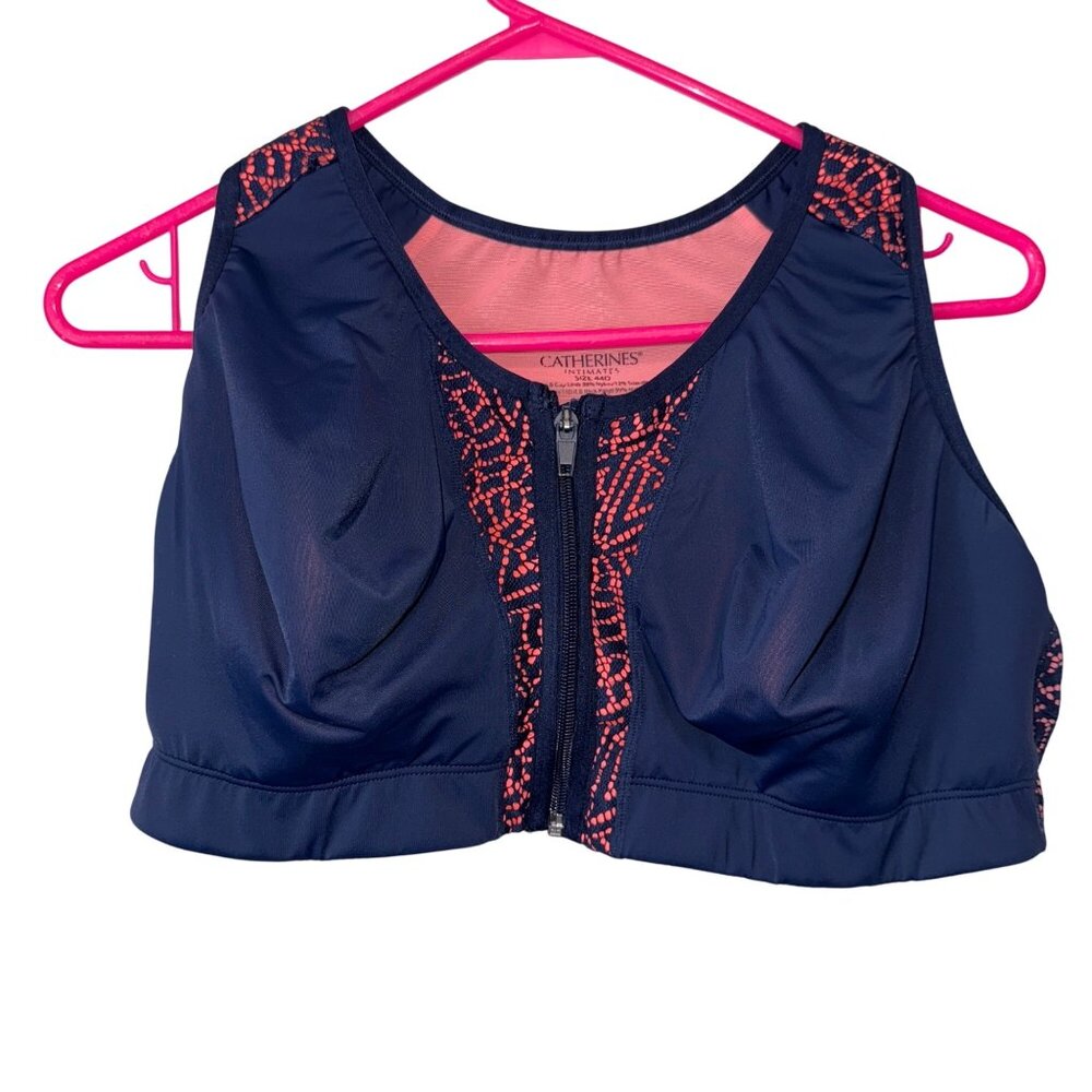 Catherines Womens Intimates Front Zip Sports Bra Size 44D